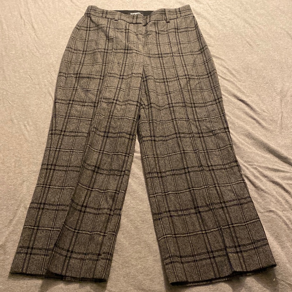 Express Size 6R Classic Gray Plaid Wide Leg Trousers